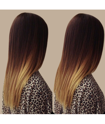 Extension à Clips Straight Ombre Brun Chocolat Blond Mono Bande Maxi Volume chez Cornerstreet bien 