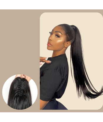 Queue de cheval Ponytail  Noir à Pince Naturel Remy Hair Straight les muscles