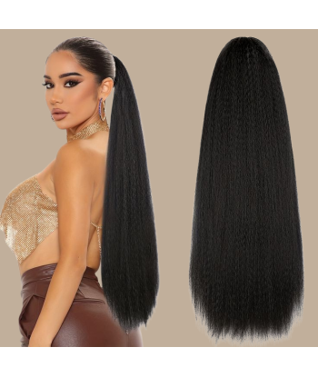 Queue de cheval Ponytail  Noir à Pince Naturel Remy Hair Yaki Straight Livraison rapide