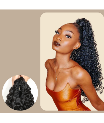 Queue de cheval Ponytail  Noir à Pince Naturel Remy Hair Kinky Curly Fin de série