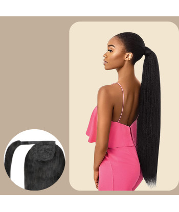 Queue de cheval Ponytail  Noir Ruban Magique Remy Hair Yaki Straight Economisez 