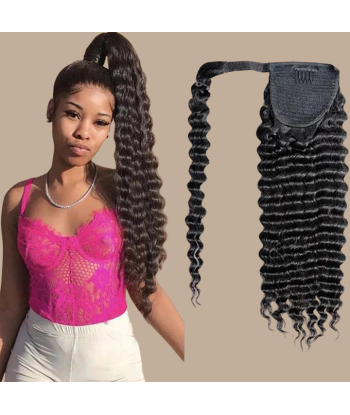 Queue de cheval Ponytail  Noir Ruban Magique Remy Hair Deep Wave 2 - 3 jours ouvrés.