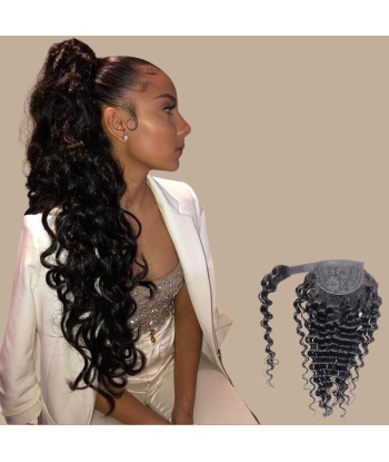 Queue de cheval Ponytail  Noir Ruban Magique Remy Hair Deep Wave 2 - 3 jours ouvrés.