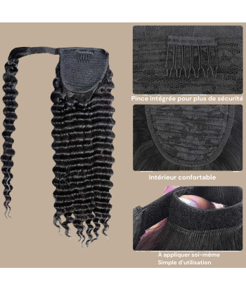 Queue de cheval Ponytail  Noir Ruban Magique Remy Hair Deep Wave 2 - 3 jours ouvrés.