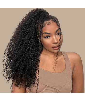 Queue de cheval Ponytail  Noir Ruban Magique Remy Hair Kinky Curly Le MVP de beaucoup