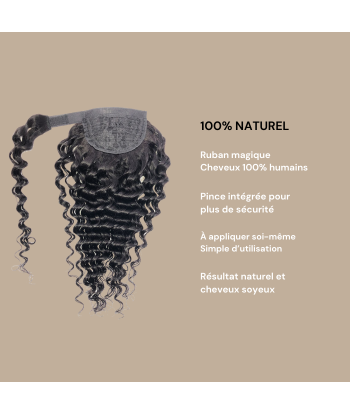 Queue de cheval Ponytail  Noir Ruban Magique Remy Hair Deep Wave 2 - 3 jours ouvrés.