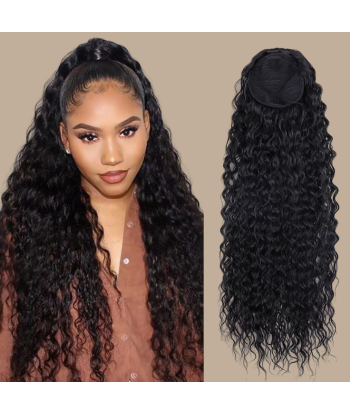 Queue de cheval Ponytail  Noir Ruban Magique Remy Hair Kinky Curly Le MVP de beaucoup