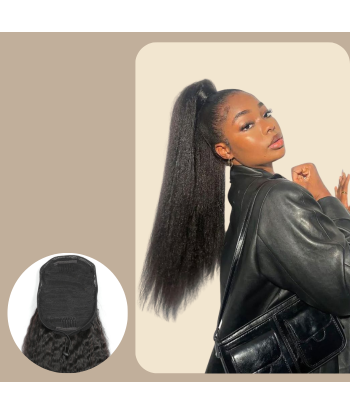 Queue de cheval Ponytail  Noir A Cordon Remy Hair Kinky Straight livraison et retour toujours gratuits