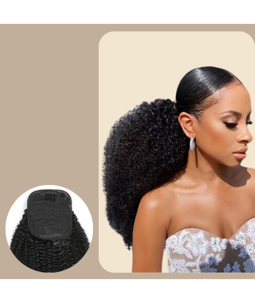 Queue de cheval Ponytail  Noir A Cordon Remy Hair  Afro Curly hantent personnes