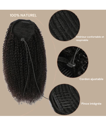 Queue de cheval Ponytail  Noir A Cordon Remy Hair  Afro Curly hantent personnes